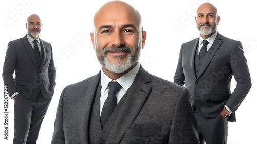 Professional businessman in multiple poses with confident expressions