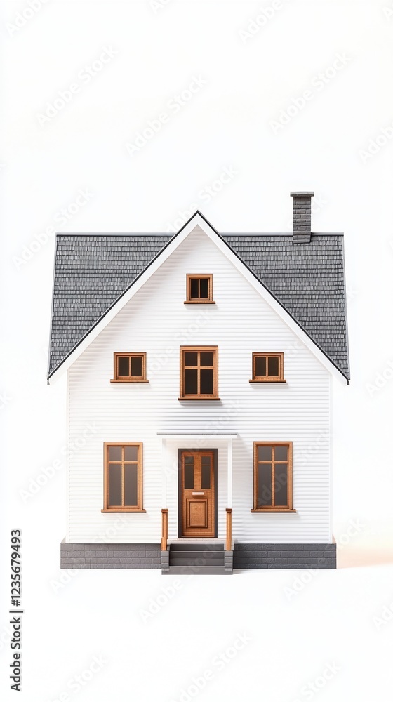 Charming White Model House with Brown Accents and Simple Design Charming White Model House with Brown Accents and Simple Design