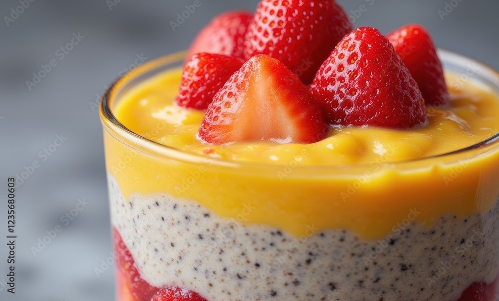Colorful strawberry and mango parfait dessert Colorful strawberry and mango parfait dessert