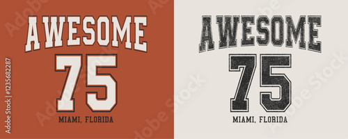 Miami, Florida retro college varsity typographic slogan vector graphic.