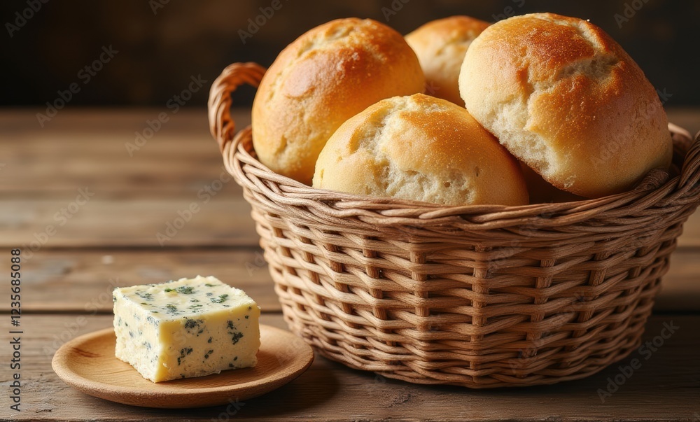 Freshly baked rolls with blue cheese Freshly baked rolls with blue cheese