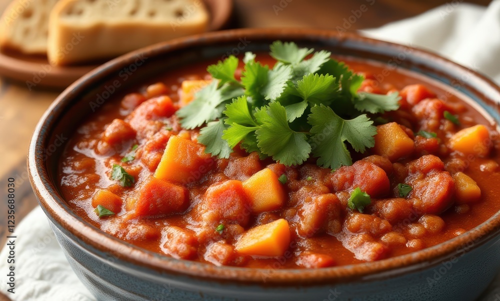 Delicious vegetarian stew topped with cilantro Delicious vegetarian stew topped with cilantro