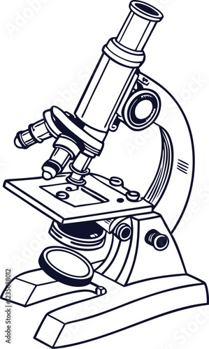 A classic laboratory microscope of Silhouette. A classic laboratory microscope of line arts. 