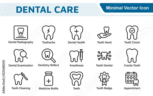 Dental Icon Set. A comprehensive collection of vibrant and professional icons for dental practices, perfect for patient communication to promote oral health awareness.