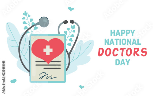 National Doctors Day banner card poster concept illustration