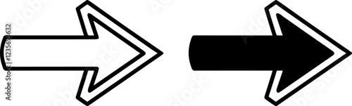 forward right arrow icon set vector illustration. Arrow icon outline set vector silhouette