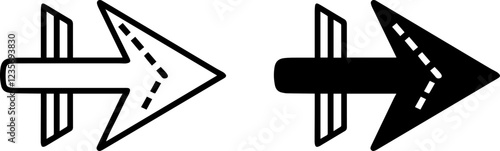 forward right arrow icon set vector illustration. Arrow icon outline set vector silhouette
