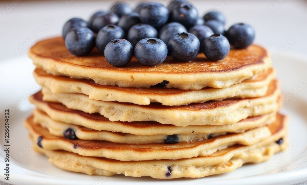 Delicious stack of blueberry pancakes Delicious stack of blueberry pancakes