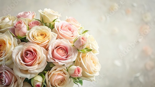 Luxuriant rose bouquet against a soft