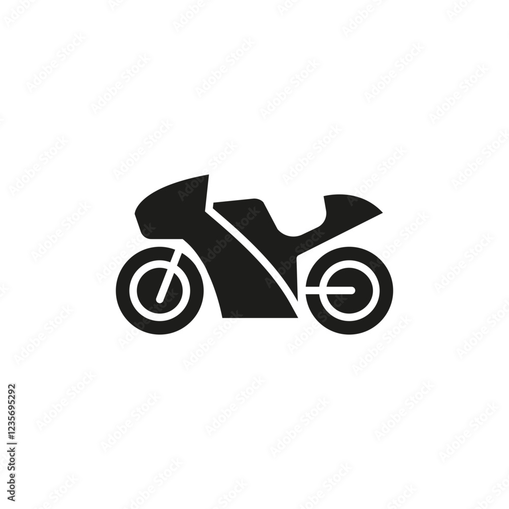 Fototapeta premium Racing bike icon in glyph style