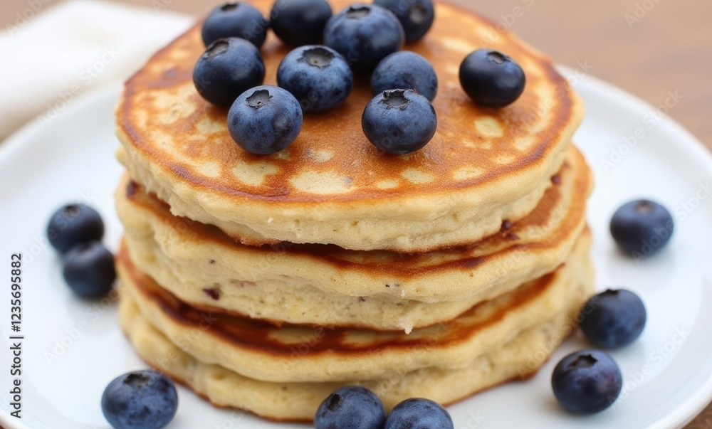 Stack of fluffy pancakes with blueberries Stack of fluffy pancakes with blueberries
