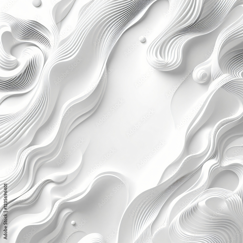 Fototapeta premium Abstract White Wave Background Design Minimalist 3D Art