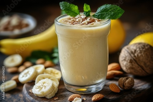 Delicious and nutritious homemade smoothie recipe featuring fresh, organic fruits, nuts, and seeds This healthy blend is perfect for breakfast, a quick snack, or a post-workout treat Learn how to photo