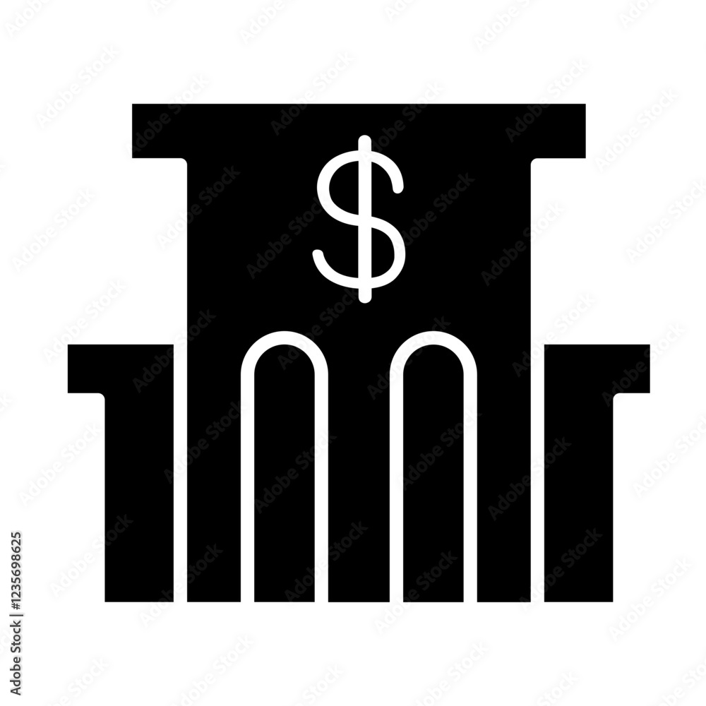 Bank icon in glyph style