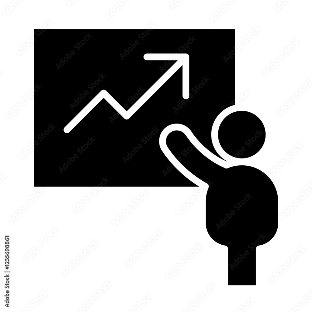 Business presentation icon in glyph style Business presentation icon in glyph style
