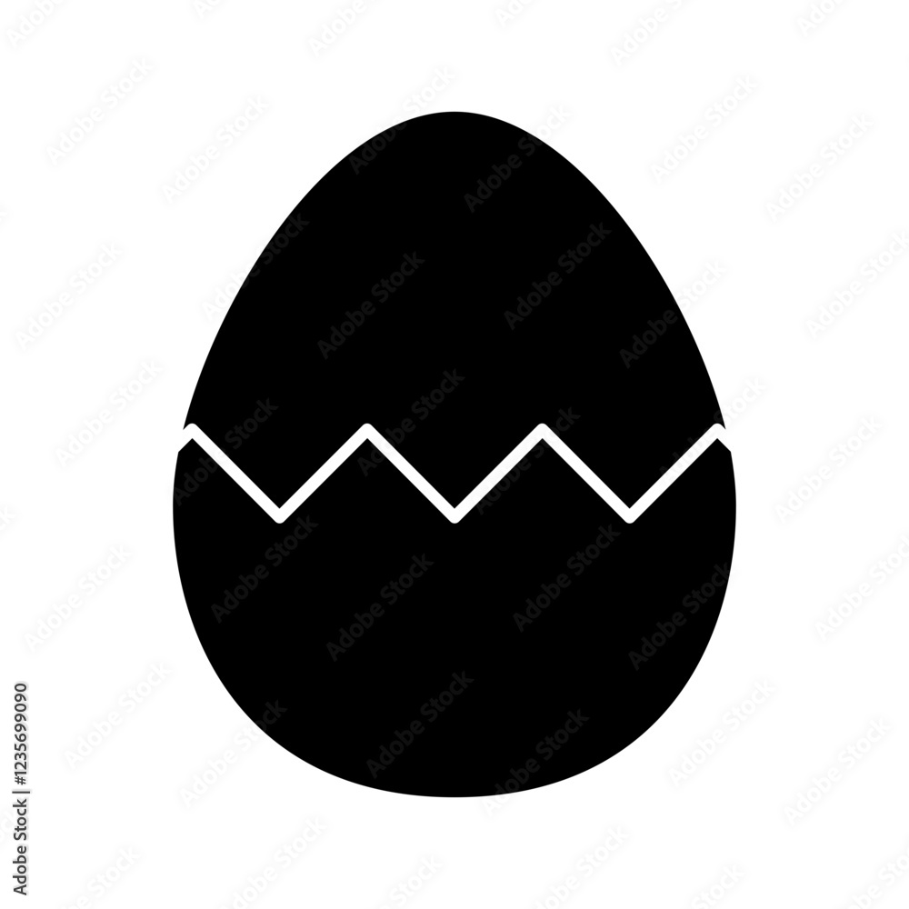 Cracked egg icon in glyph style