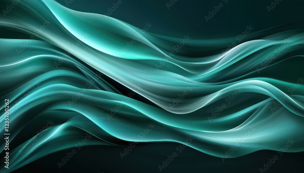 Fototapeta premium Abstract Teal Waves Flowing Design