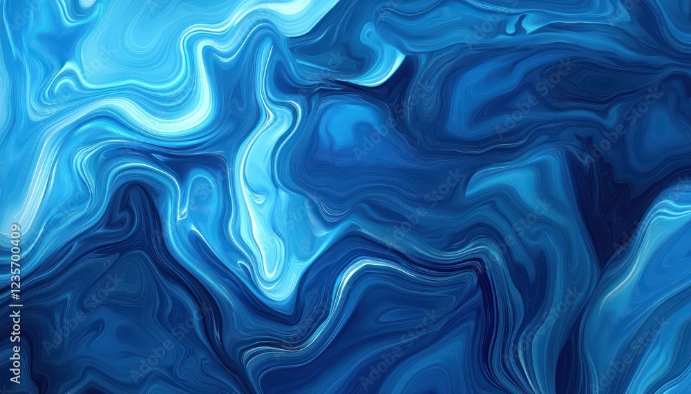 Obraz premium Abstract Blue Swirling Liquid Marble Design