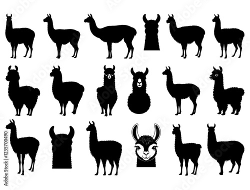 LLAMA SILHOUETTE ON WHITE BACKGROUND