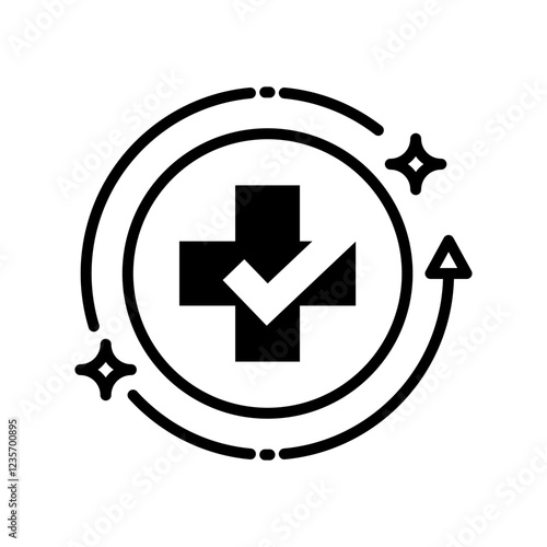 Health recovery icon set. Ease recovery, treatment, restoring balance, simple design, line, flat vector, isolated illustration. Health recovery label for product packaging design.