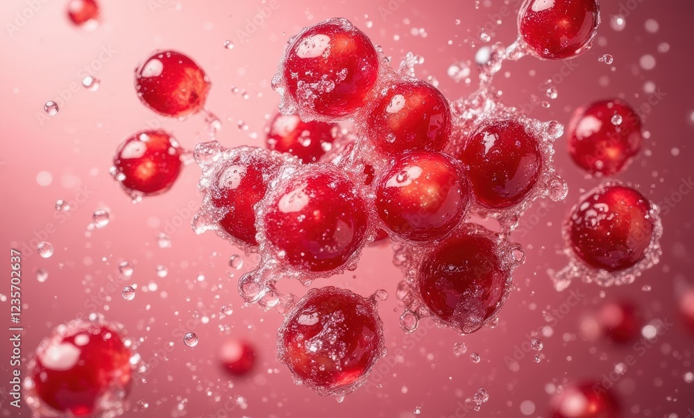 Fresh red cherries splashing in water Fresh red cherries splashing in water