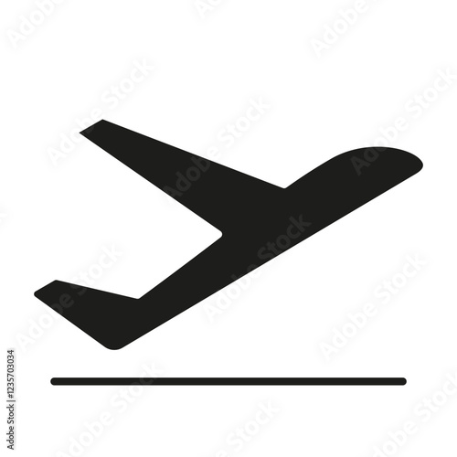 Airplane take off icon in glyph style