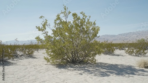 Wallpaper Mural Lone Green Shrub in Arid Desert Landscape Under Clear Blue Sky Torontodigital.ca