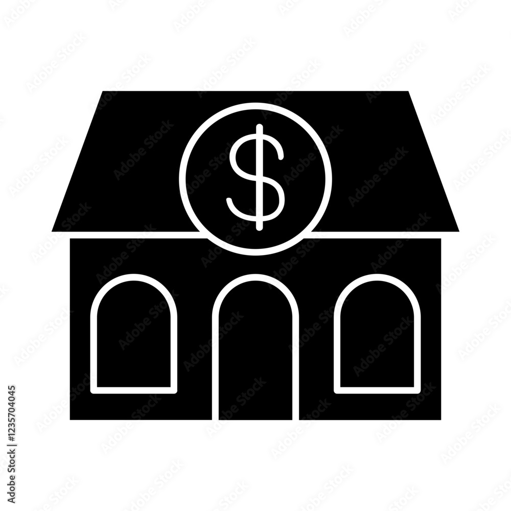 Bank icon in glyph style Bank icon in glyph style