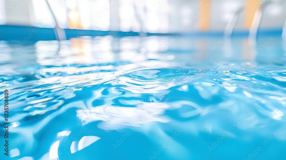 Obraz premium Clear Blue Water Surface with Soft Ripples in Indoor Pool Setting