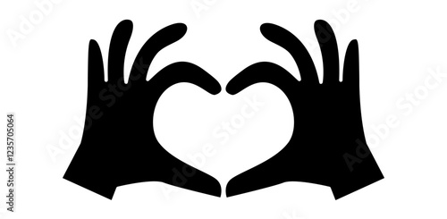 Love hand sign graphic in glyph style