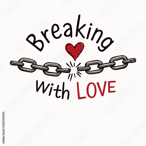 Breaking Free from Darkness: A Chain Breaks, Revealing a Heart of Independence and Freedom, Inspired by the Fourth of July
