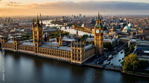 London’s Iconic Landmarks from Above – Big Ben & Parliament