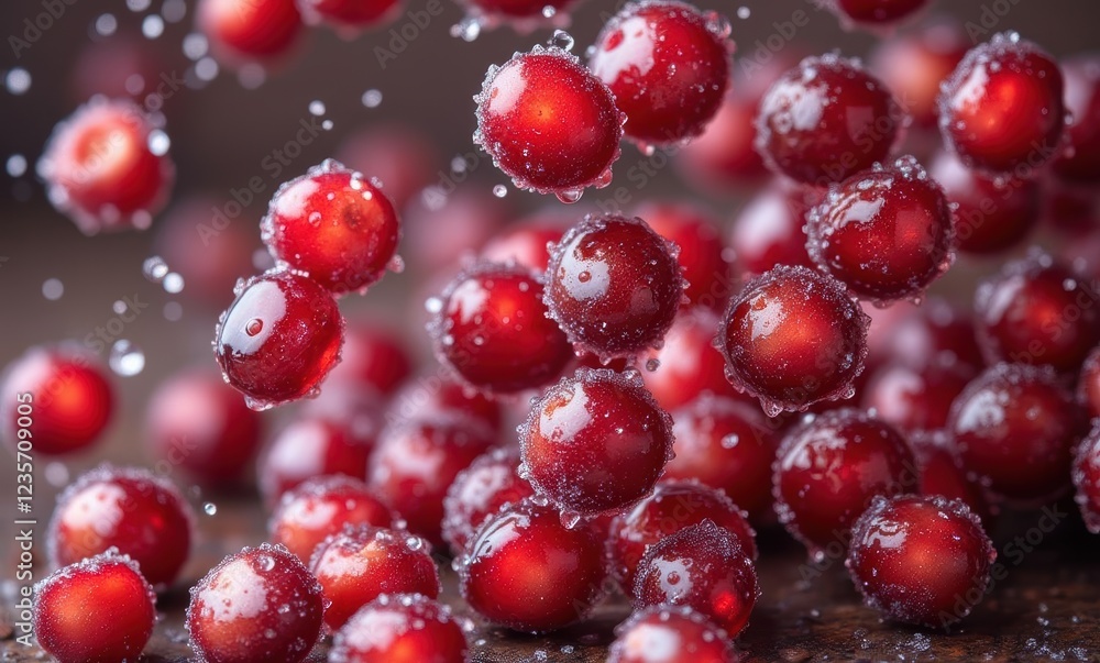 Fresh red berries with sparkling water droplets Fresh red berries with sparkling water droplets