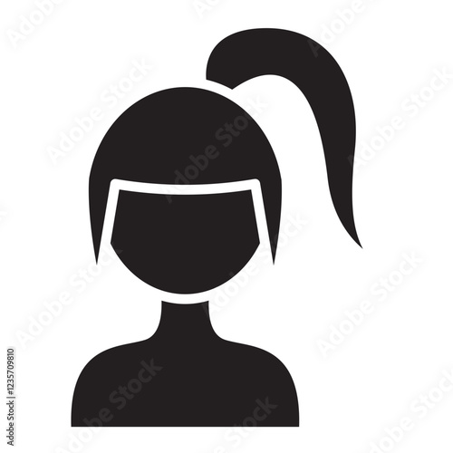 Pony tail icon in glyph style