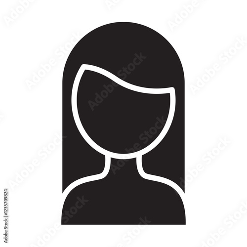 Long hair icon in glyph style
