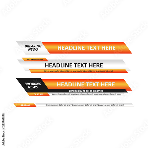 Lower third vector modern design with shape overlay strip