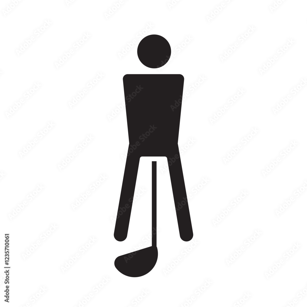 Playing golf icon in glyph style Playing golf icon in glyph style