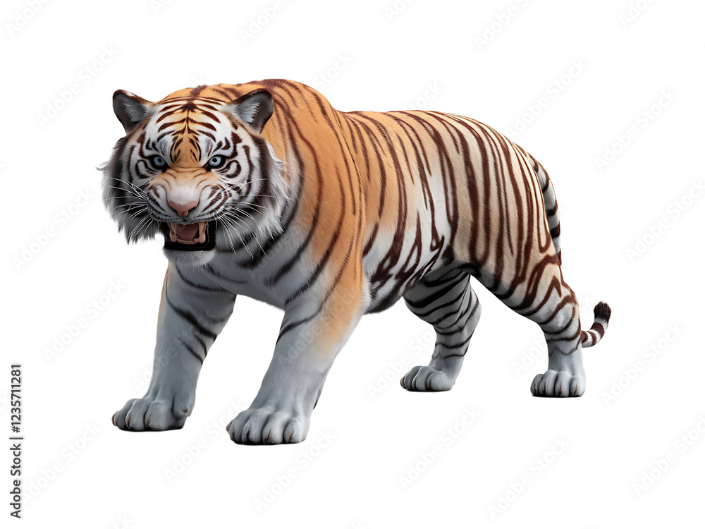 Obraz premium Tiger isolated on white transparent PNG background