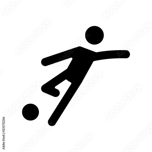 Playing football icon in glyph style