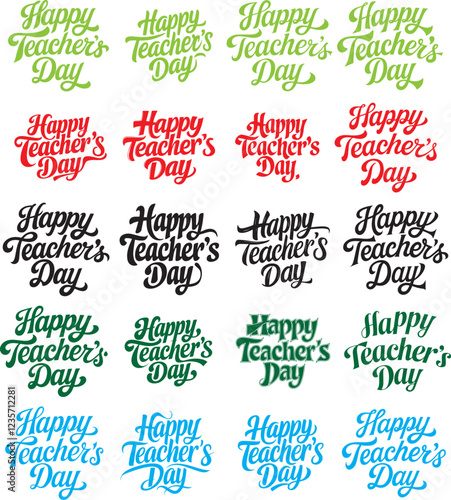 Happy Teachers Day calligraphy design vector silhouette illustration