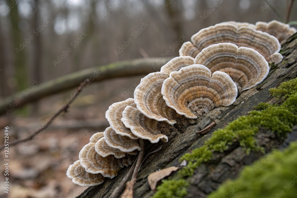 Simple Trametes Versicolor, a bracket fungus, abstract. Simple Trametes Versicolor, a bracket fungus, abstract.