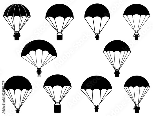 PARACHUTE SILHOUETTE ON WHITE BACKGROUND