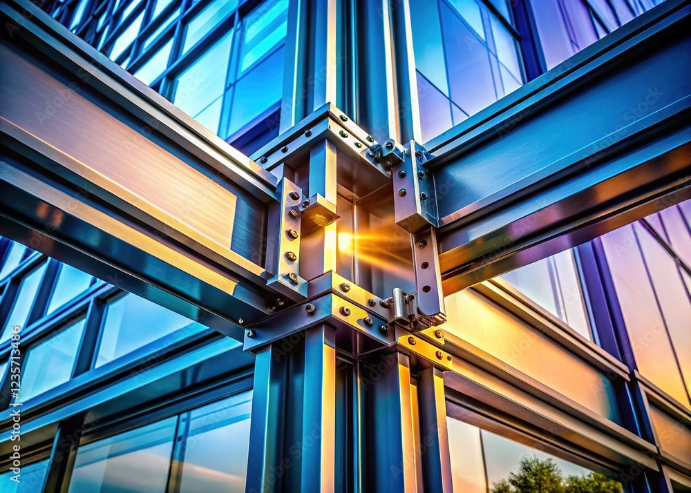 Obraz premium Detailed view of an expansion joint in a curtain wall.