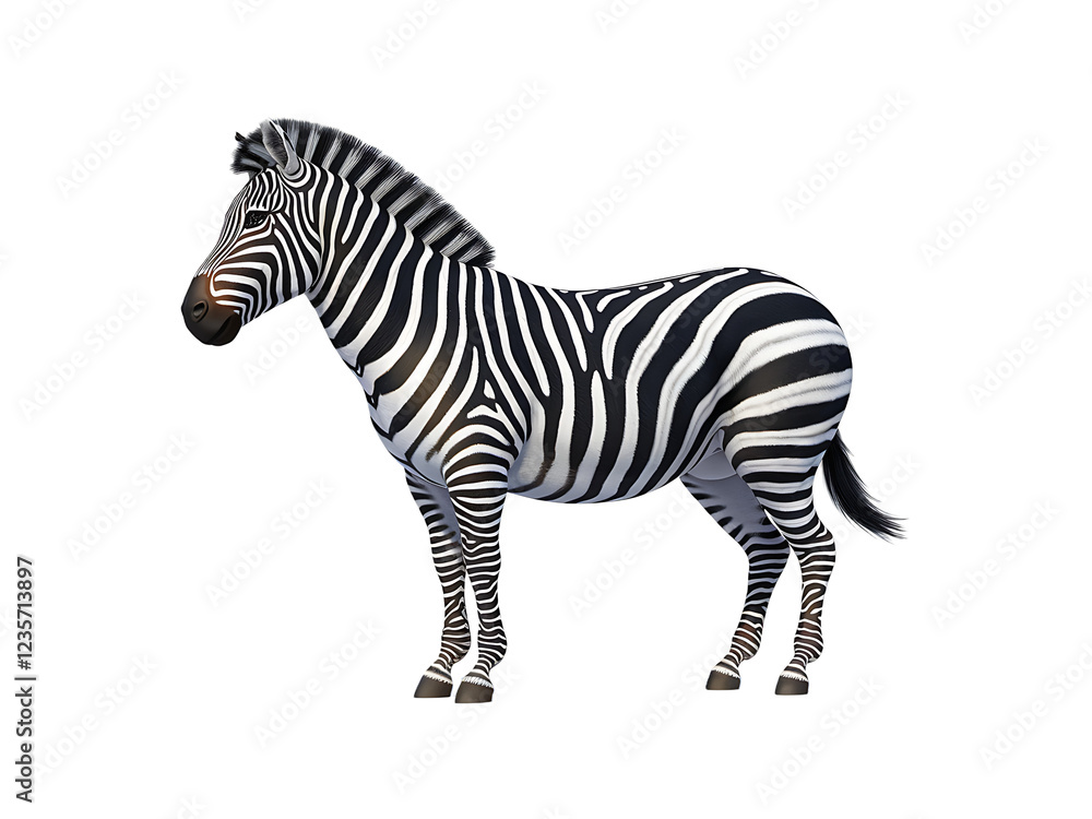 Fototapeta premium Zebra isolated on white transparent PNG background 
