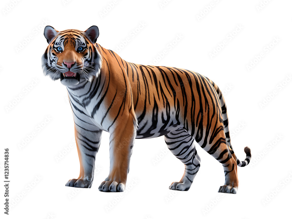 Obraz premium Tiger isolated on white transparent PNG background