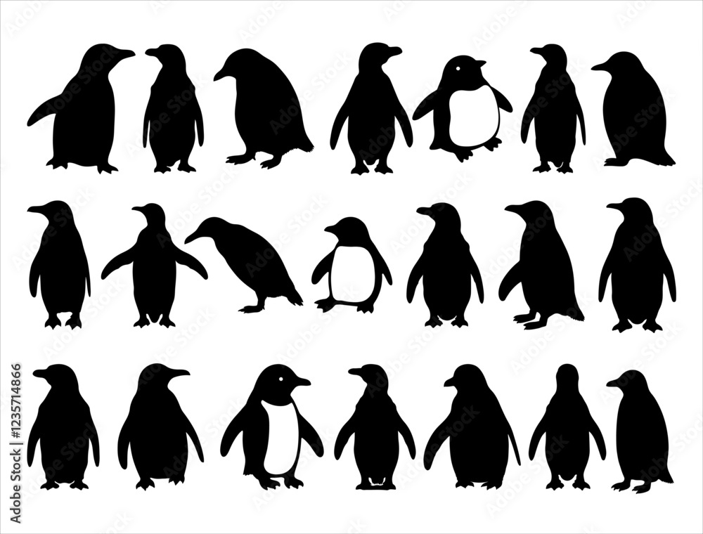 Obraz premium PENGUIN SILHOUETTE ON WHITE BACKGROUND