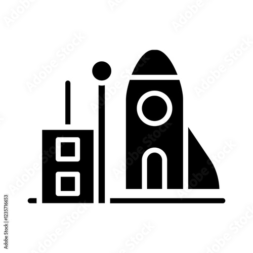 space station icon in glyph style