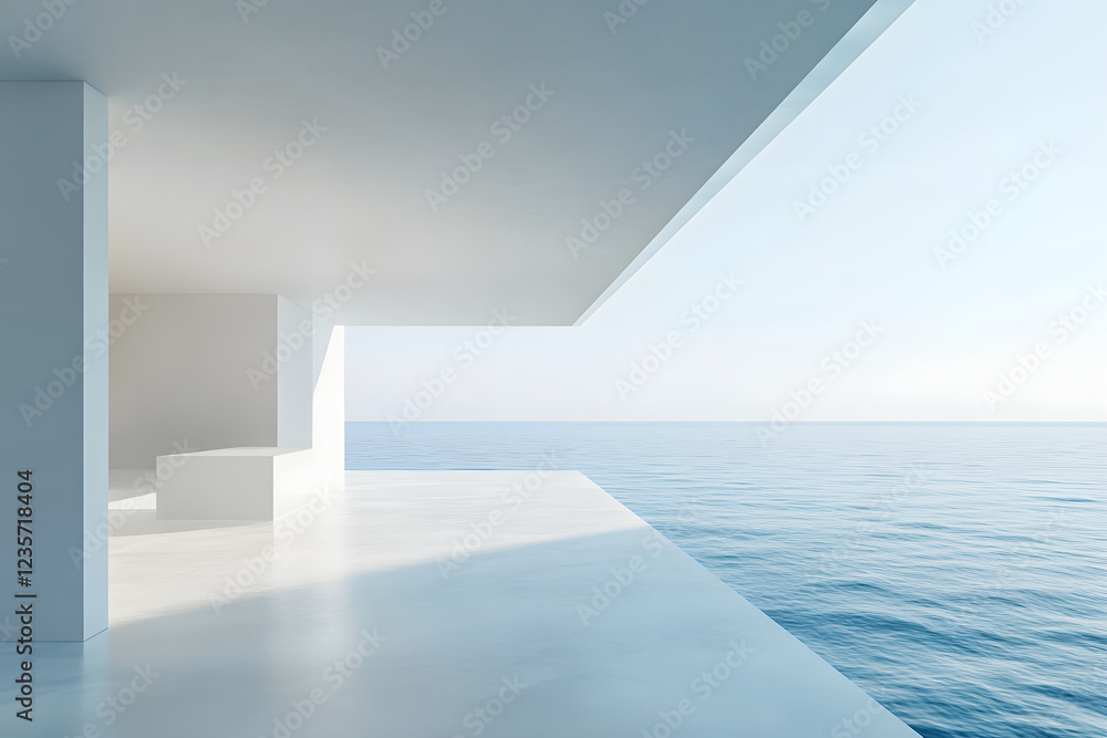 Obraz premium Ocean View Minimalist Architectural Rendering