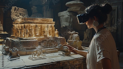 This studio image highlights innovative technologies used in holographic preservation of cultural heritage, mapping ancient artifacts for future accessibility and durability.