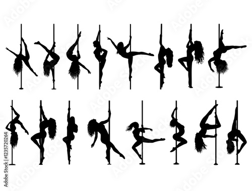 POLE DANCE SILHOUETTE ON WHITE BACKGROUND